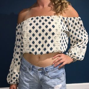 Vintage Havana Off The Shoulder Crop Top